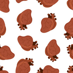 anatomical scary heart vector seamless pattern
