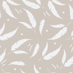 Vector seamless pattern simple feathers background design for scrapbooking decoration