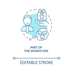 Part of workflow turquoise concept icon. Motivating customer service employees abstract idea thin line illustration. Isolated outline drawing. Editable stroke. Arial, Myriad Pro-Bold fonts used