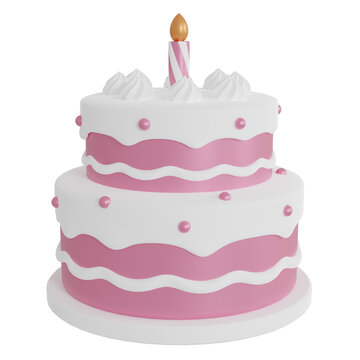 3D style cake with transparent background. 3D rendering. 3d illustration.