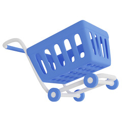 3D style shopping cart with transparent background. 3D rendering. 3d illustration. © Ben Weng