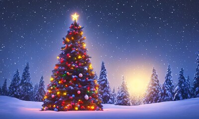 Obraz premium christmas tree at night