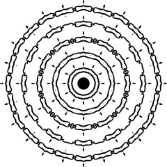Title Mandala decorative round ornament. Can be used for greeting card, phone case print, etc. Hand drawn background, vector isolated on white.