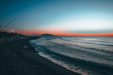 winter sunset over the sea