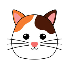 Fototapeta na wymiar Cute Cat Head Pet Animal Character with Black Outline in Animated Cartoon Vector Illustration