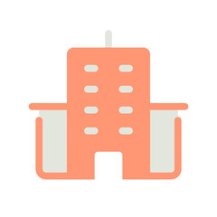 Office building location flat color ui icon. GPS navigation. Workspace. Corporate headquarters. Simple filled element for mobile app. Colorful solid pictogram. Vector isolated RGB illustration