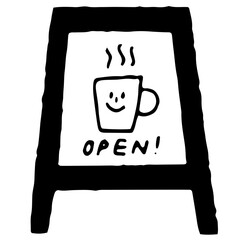 Cafe sign cartoon vector illustration in minimal design