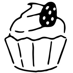 Cupcake cartoon vector illustration in minimal design
