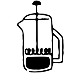 French press cartoon vector illustration in minimal design