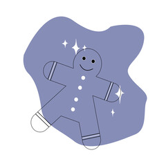 Simple illustration of gingerbread man holiday biscuit or cookie