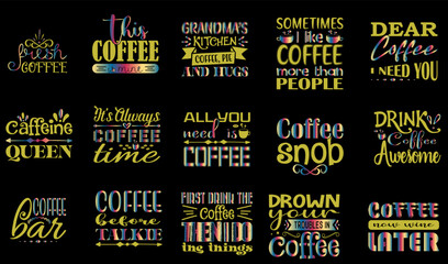 Naklejka premium Coffee Quotes SVG Bundle 02