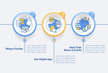 Methods to get client feedback circle infographic template. Data visualization with 3 steps. Editable timeline info chart. Workflow layout with line icons. Lato-Bold, Regular fonts used