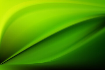 Abstract luxurious green silk wave. Bright wallpaper with draped fabric and smooth lines. Ecology and fashion.