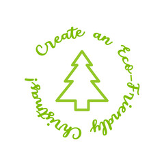 Green Christmas tree icon. Eco-Friendly Christmas card celebration.