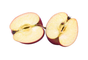 one green cut apple isolated  transparent png