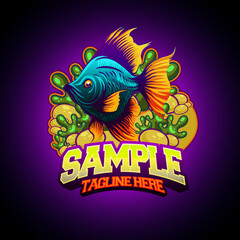 fish jumping mascot vector illustration