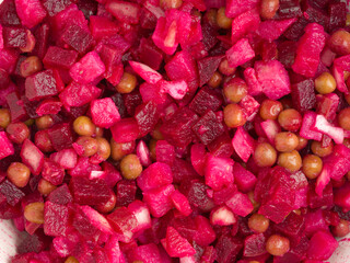 Vegetable salad. Texture. Closeup. Top view