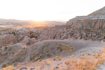 Fototapeta na wymiar beautiful mountain landscape at sunset in Cappadocia.