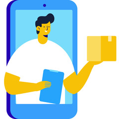 Online delivery service courier. Online shopping Flat illustration