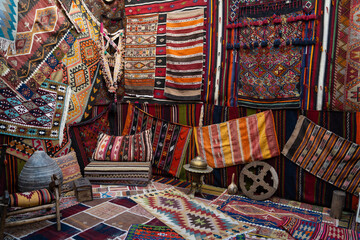 Turkish traditional antique carpets interior