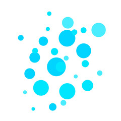 Blue bubbles in the water on a white background. Vector illustration