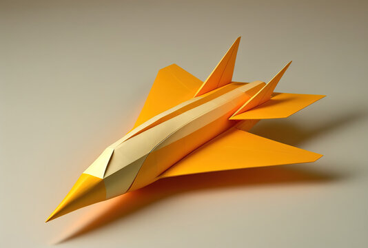 Traditional origami dart aircraft diagram with instructions. Generative AI