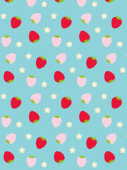苺のイラストの縦型パターン