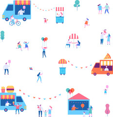 Naklejka premium Tiny people Summer food festival flat illustration