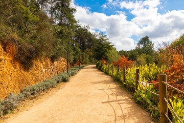 Jogging or hiking trail in a park. Ataturk City Forest in Sariyer Istanbul