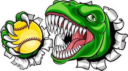 Dinosaur Softball Animal Sports Team Mascot