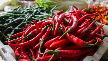 red hot chili peppers in the market