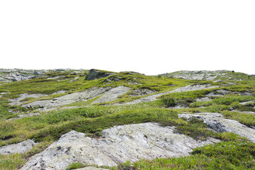 Isolated PNG cutout of a mountain in summer in the Alps on a transparent background, ideal for photobashing, matte-painting, concept art