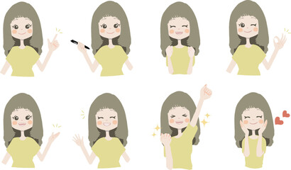 【おすすめ、ペン持ち、ガッツ、OK、どうぞ、手振る、美味しい】表情とポーズのバリエーションセット