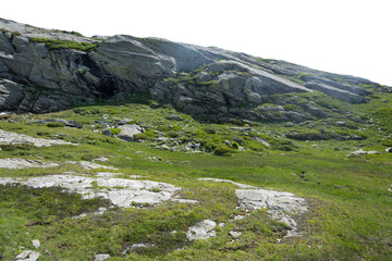 Isolated PNG cutout of a mountain in summer in the Alps on a transparent background, ideal for photobashing, matte-painting, concept art