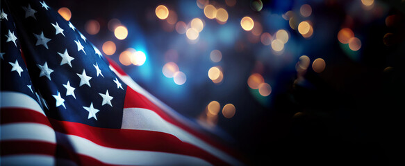 Us Flag, Happy martin luther king day art bokeh background, generative ai - 553953588