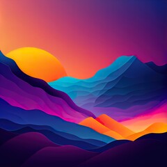 Fototapeta na wymiar Mountains gradient background Digital illustration