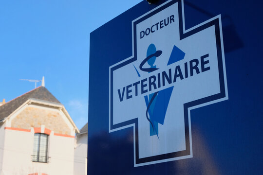 Vannes, France, 8 décembre 2022 : Enseigne d'un docteur vétérinaire en gros plan