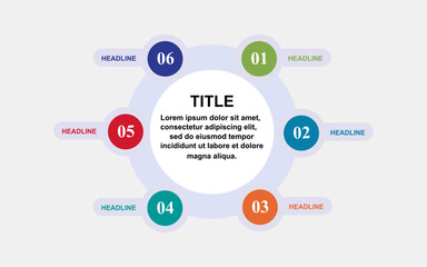 Colorful circular business infographic template for business workflow, diagram, flowchart, diagram, timeline or steps process.