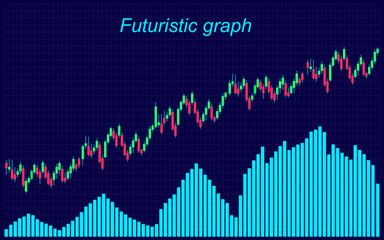 Financial chart with moving up stock market with graph. Chart in financial market vector illustration