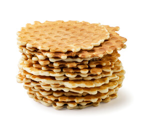 Round waffles on a white background. Isolated