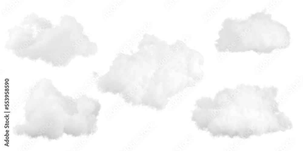 Aufkleber white cumulus clouds fluffy shapes specials effect 3d rendering cut out backgrounds
