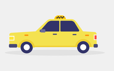 Yellow taxi car. side view. vector illustration in simple flat design.