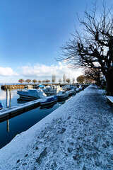 Schnee am Bodensee in Horn