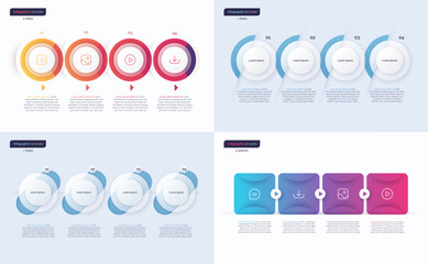 Set of vector infographic templates composed of 4 shapes