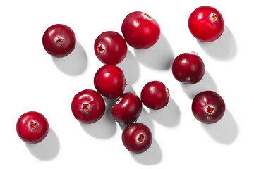 Cranberries (Vaccinium oxycoccus), top view isolated png