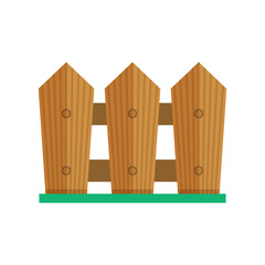 Garden fence icon. Farm wooden palisade vector illustration in flat design.
