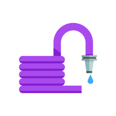 Convoluted garden hose icon. Watering hosepipe sprayer vector illustration.