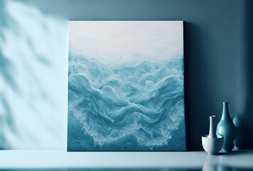 pastel blue design with a water texture backdrop. Generative AI
