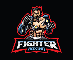 Futuristic boxer mascot logo design