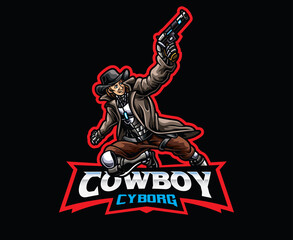 Cyberpunk cowboy mascot logo